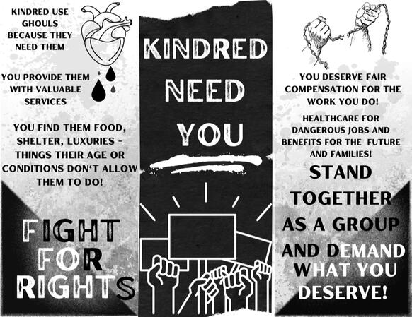 Ghoul's Union brochure (inside) - a prop made for an in-person Vampire the Masquerade game